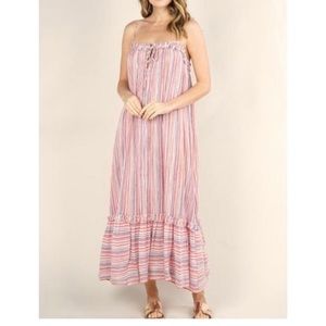 Corena Striped Bohemian Midi Dress